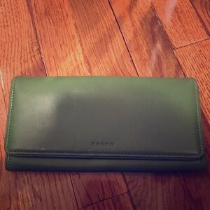 Green leather Coach wallet